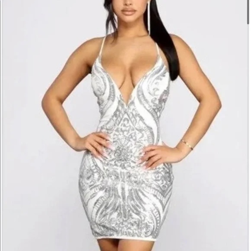 Windsor Silver and White Mini Dress